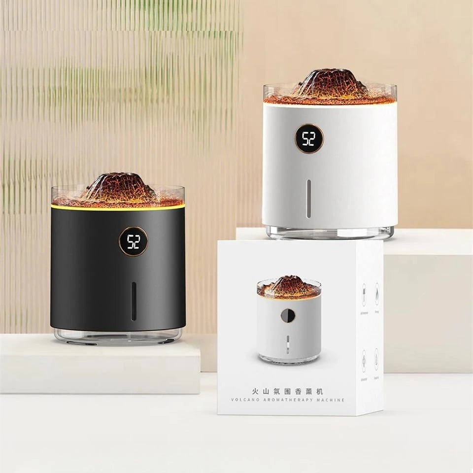 Volcano Flame Essential Oil Aroma Diffuser – 350ML USB Ultrasonic Mist Maker, Smoke Ring Air Humidifier, Mini Humidifier