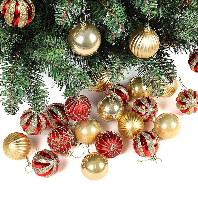 30Pcs Christmas Tree Balls Ornament DIY Accessories 6cm Colored Printed Plastic Ball For Holiday Scene Layout Christmas Balls