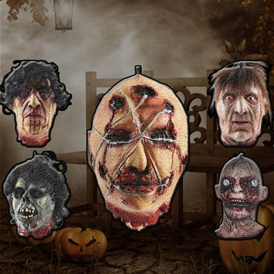 Party Decor Scary Zombie Hanging Head Accessories Halloween Cut Off Head Props Horror Bloody  With Wig Realistic Haunted House 