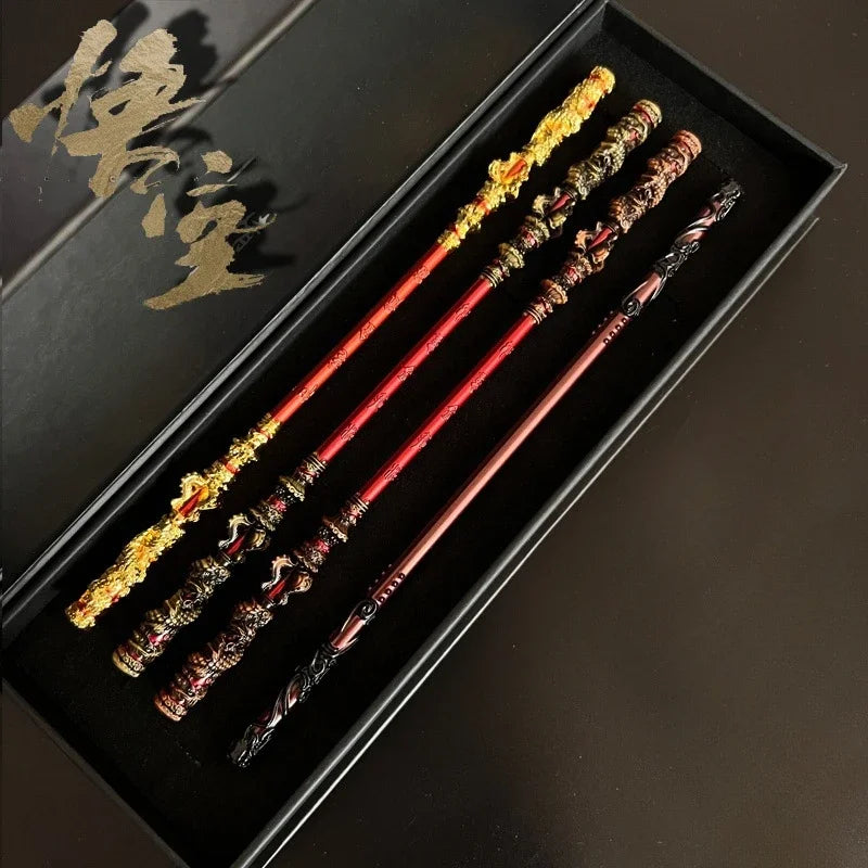 22CM Game Peripherals Sun Wukong As-You-Will Gold-Banded Cudgel Full Metal Replica Miniature Cold Weapon Model Long Stick Crafts