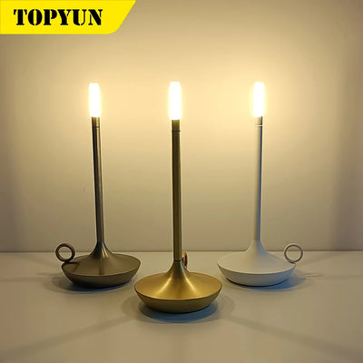 Rechargeable Wireless Touch Table Lamp - Creative USB-C Desk Lamp for Bedroom, Camping, and Candle Light Ambiance 