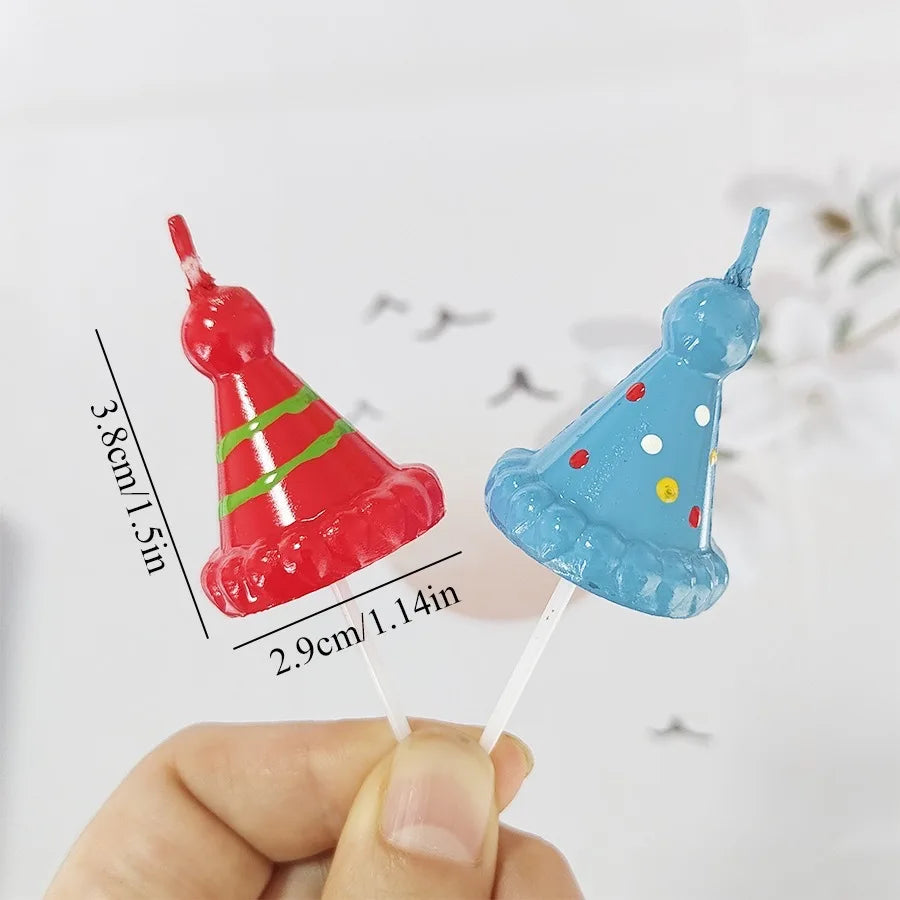 4pcs/lot Candles Christmas Party Decorations Christmas Hat Dot Candles for Christmas Cake Cupcake Decorations Toppers