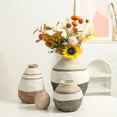 Ceramic Flower Vase Rustic Textured Modern Farmhouse Boho Vase for Pampas Grass Flowers Shelf Table Living Room Home Decoration 