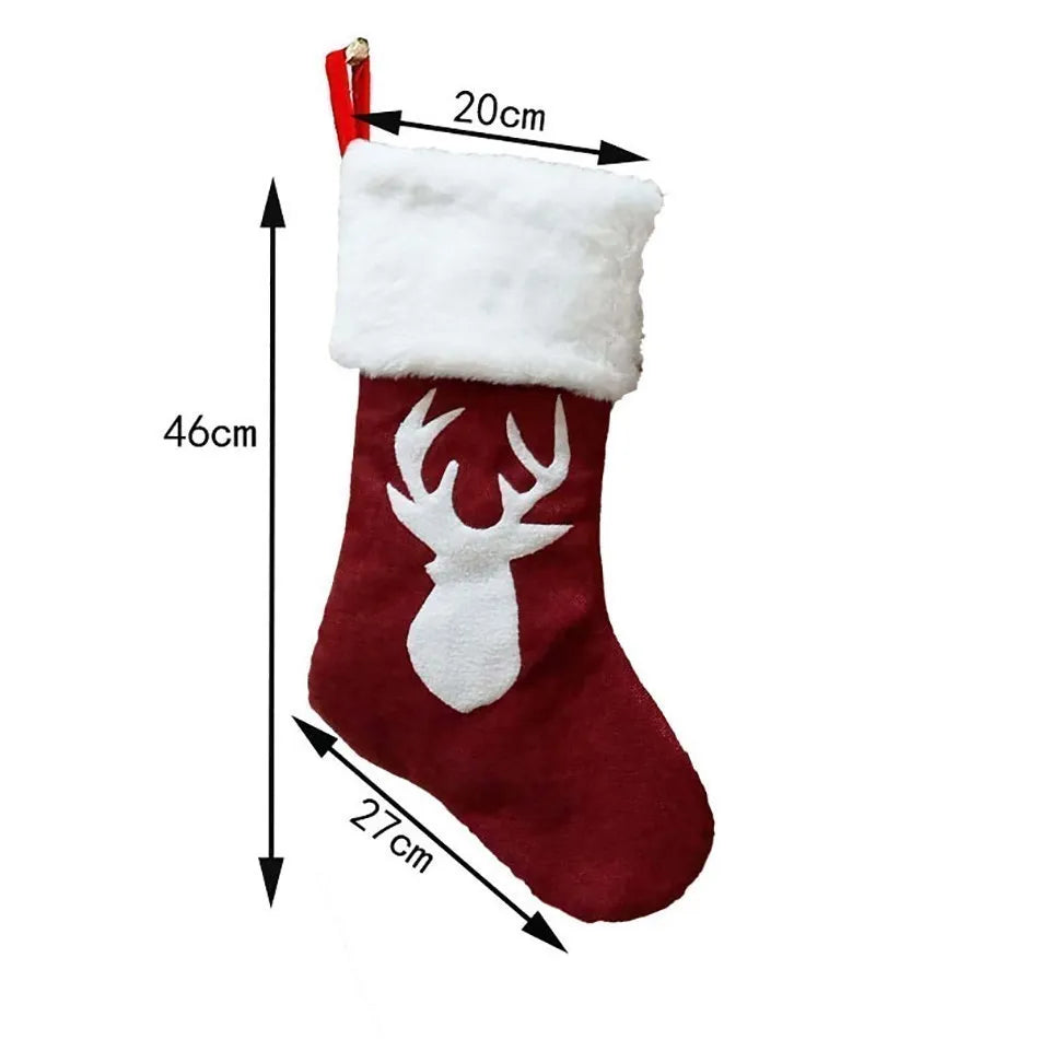 Christmas Stockings Socks Gifts Candy Bag Elk Xmas Tree Deer Printing Pocket Hanging Ornament New Year 2021 Christma Decorations