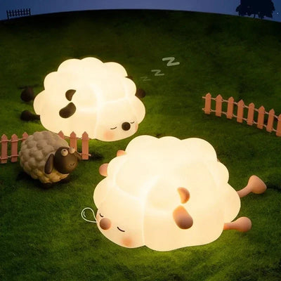 LED Cute Rabbit Night Light - USB Rechargeable Touch Sensor Mood Lamp for Kids' Bedroom, Panda Sheep Design 
