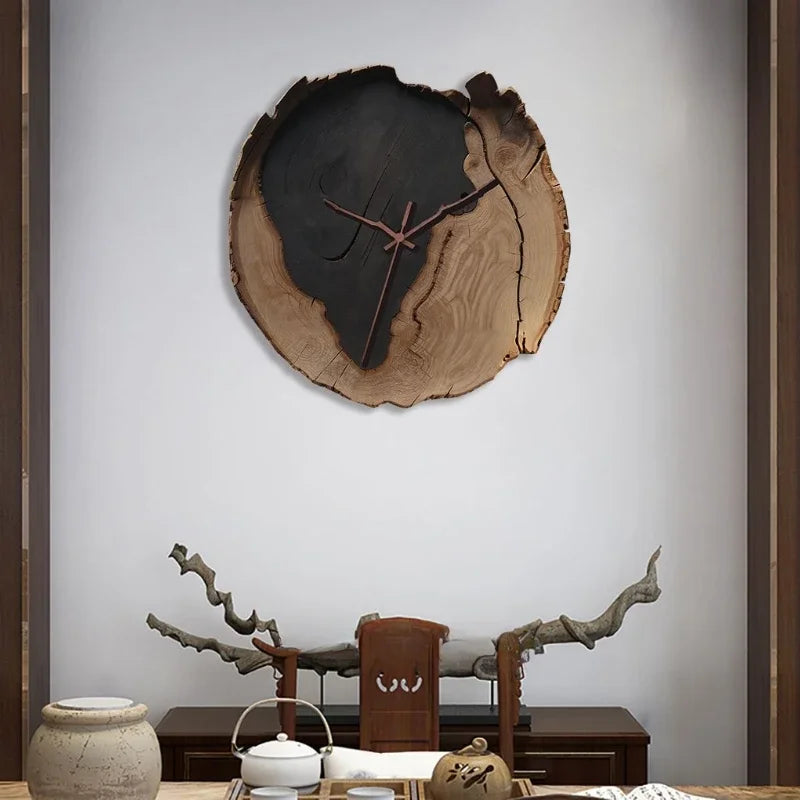 Abstract Painting Irregular Minimalist Wood Wall Clock Living Room Decoration Creative Simple Restaurant Clock 30cm/40cm 