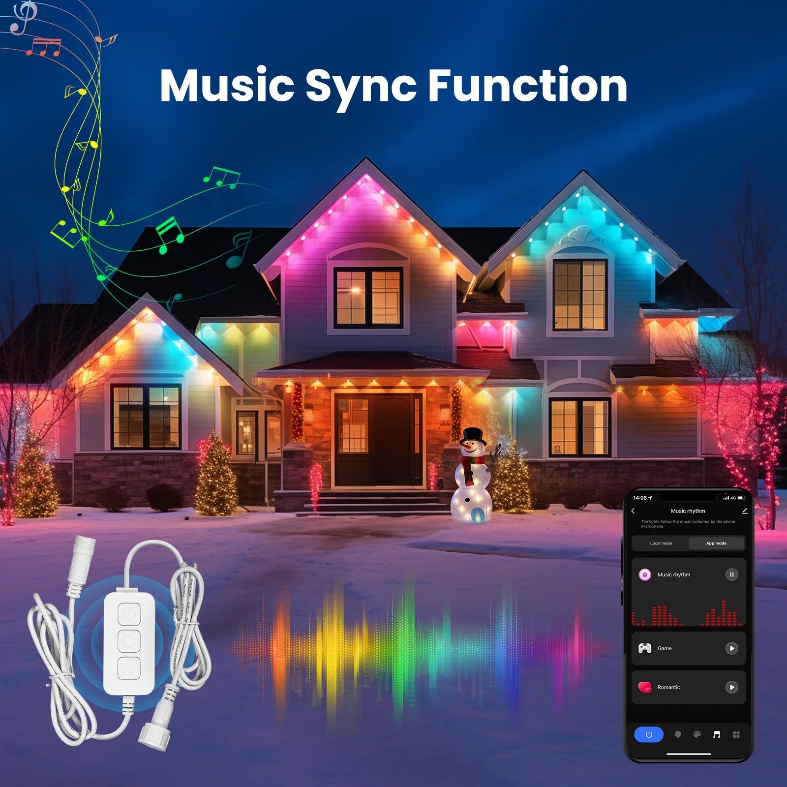 MOES Tuya WiFi Smart Eaves String LED Lights Outdoor IP67 Waterproof 1600 Million RGB Color RF Remote Control Alexa Google Home 