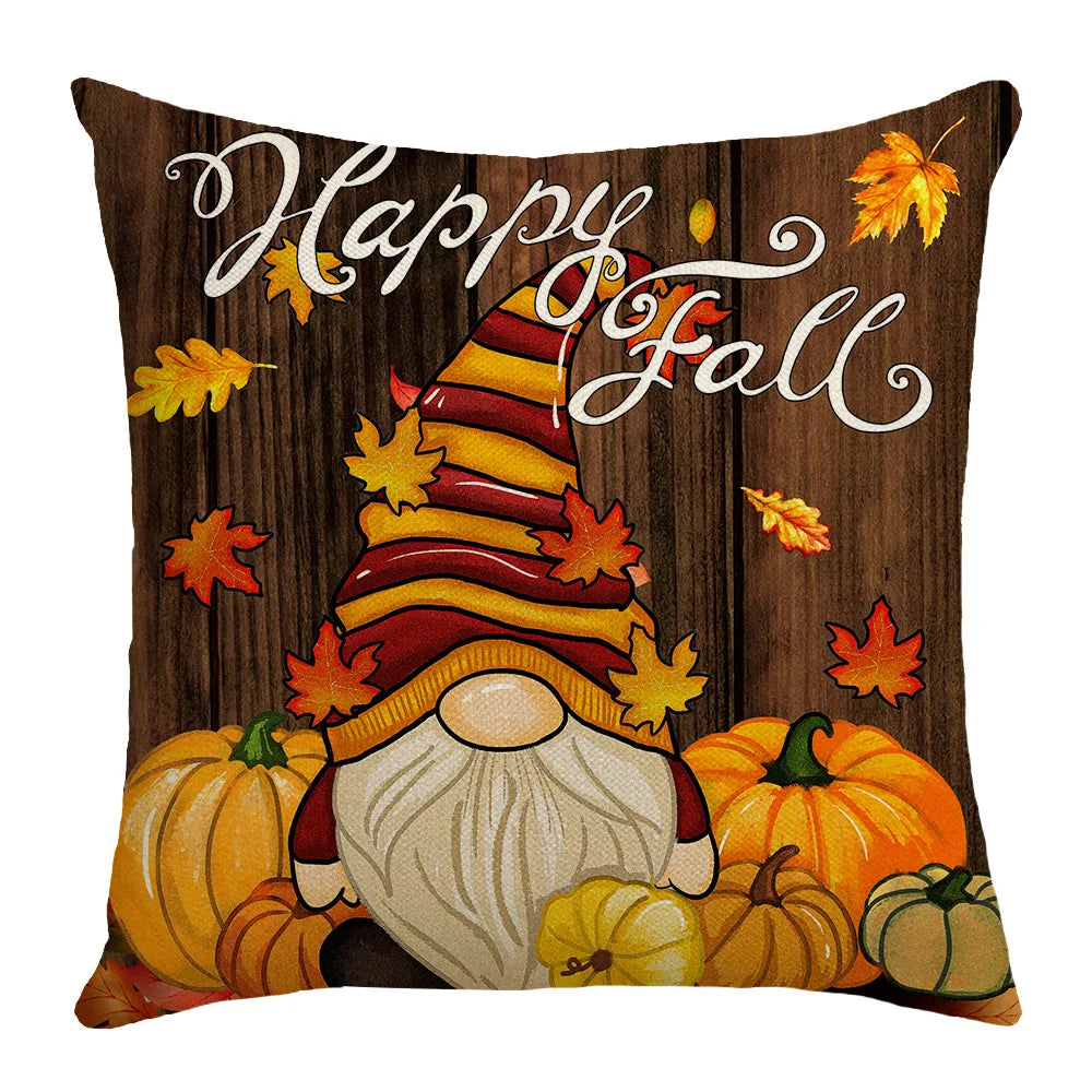 New Fall Thanksgiving Decorative Pillow Cover 45x45cm Couch Cushion Cover Pumpkin Squirrel Print Pillowcase Holiday Decorations 