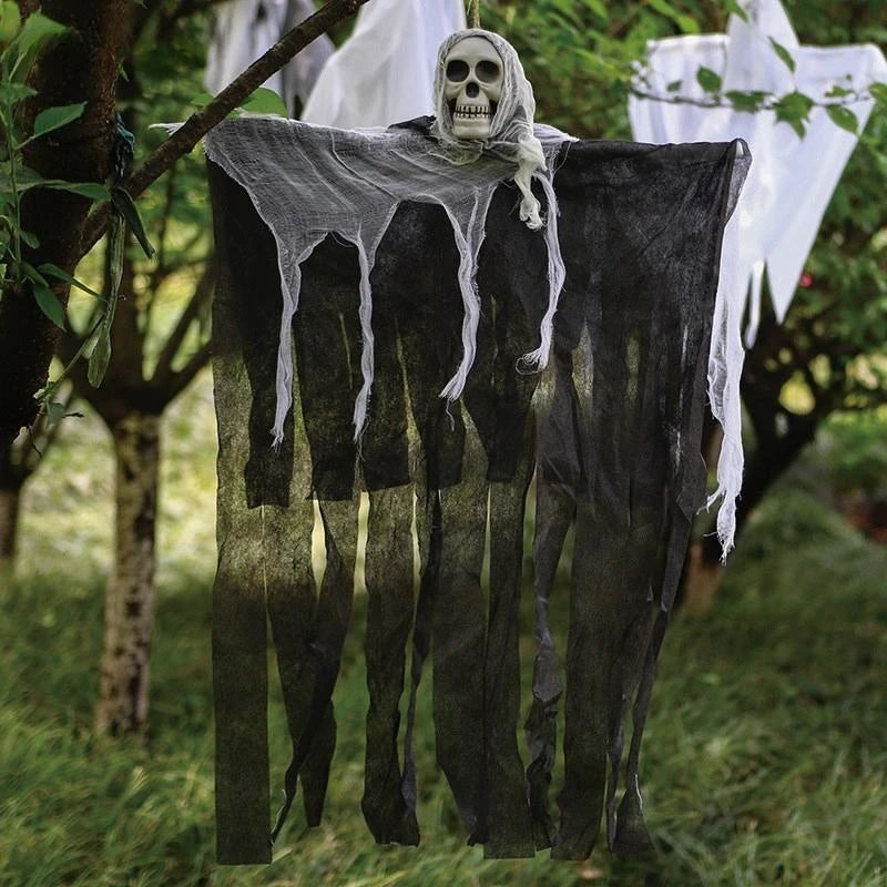 Halloween hanging ghost clothes skull gauze clothes haunted house door horror props Halloween ghost pendant decoration supplies