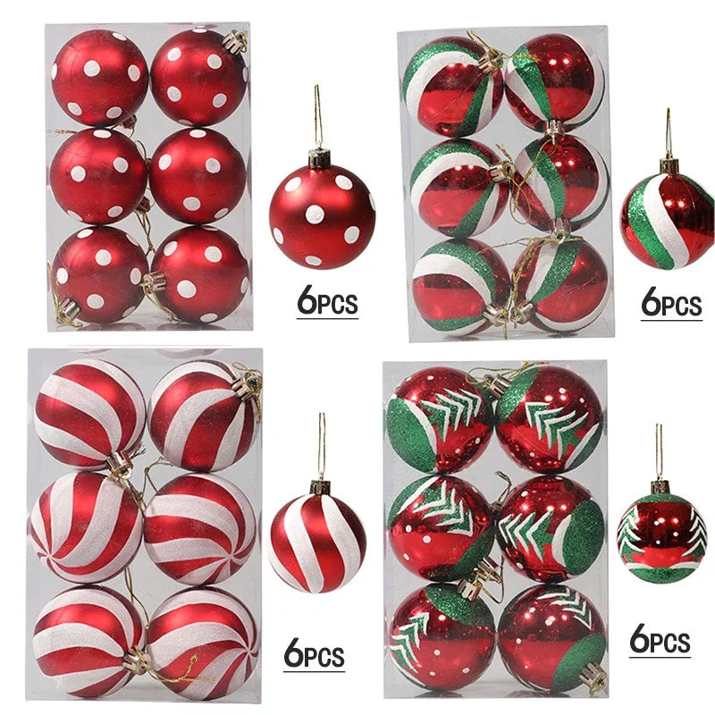 12/6pcs Christmas Balls Christmas Tree Ornament Xmas Party Hanging Ball New Year Gift Bright Ball Christmas Decoration Navidad 