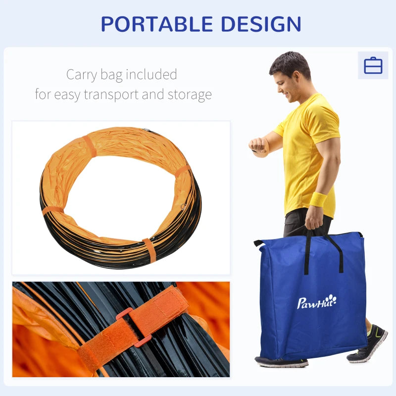 Dog Tunnel, 13 Foot Long, 24" Open Pet Agility Equipment with 2 Support Brackets, Carrying Bag, Orange