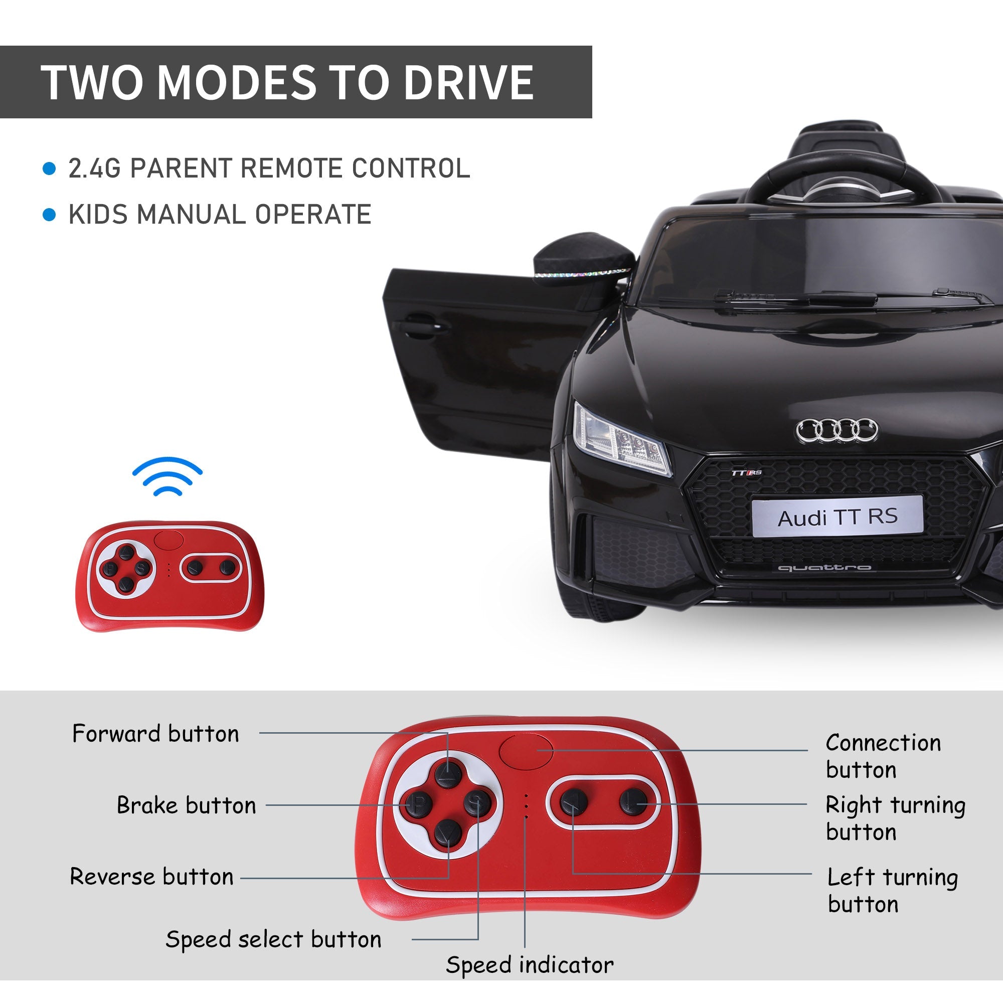 Aosom Licensed Ride-On Car: 6V Electric, Kids, Remote Control, Battery Powered, Black 