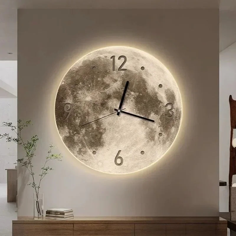 2023 New Decorative Painting Wall Creative Clock Light Light Clock Wall Clock Living Room Home Decoration Supplies 