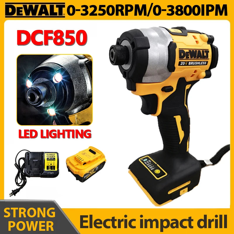 DEWALT DCF850 20V Impact Driver – 205NM Brushless Motor, Cordless Rechargeable Screwdriver, Electric Impact Drill Power Tool