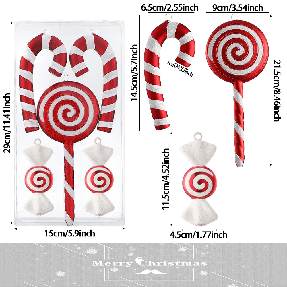 Mix Cute Xmas Candy Canes lollipop Christmas Tree Balls Ornament Hanging Christmas Home Decoration 2023 Navidad natal Noel Decor 