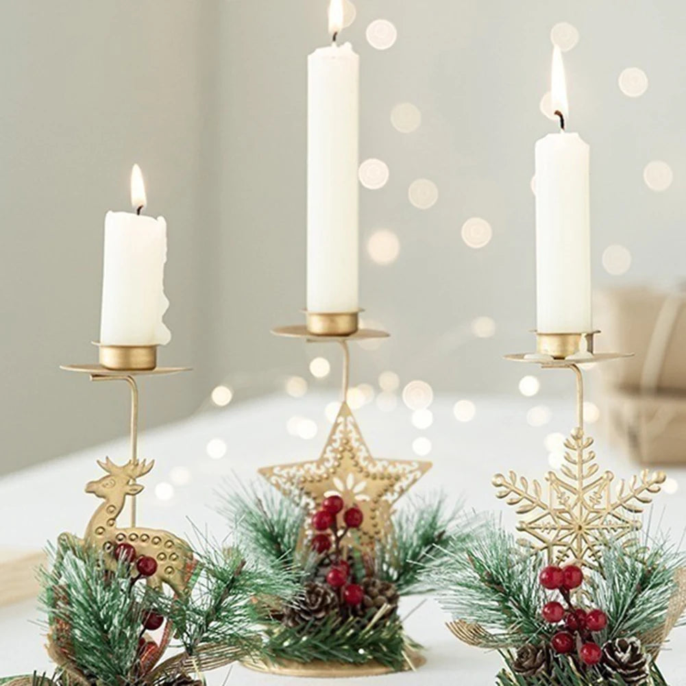 Christmas Wrought Iron Candlestick Ornaments  Decoration Candle Holder Decor  Christmas Home Decoration Products