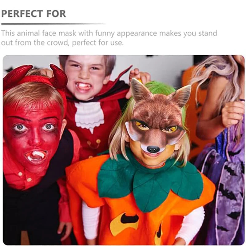 1-10PCS Halloween Mask  Carnival Party Masks Animal Cosplay Mask Animal Half Face White Fox Mask Halloween Decoration