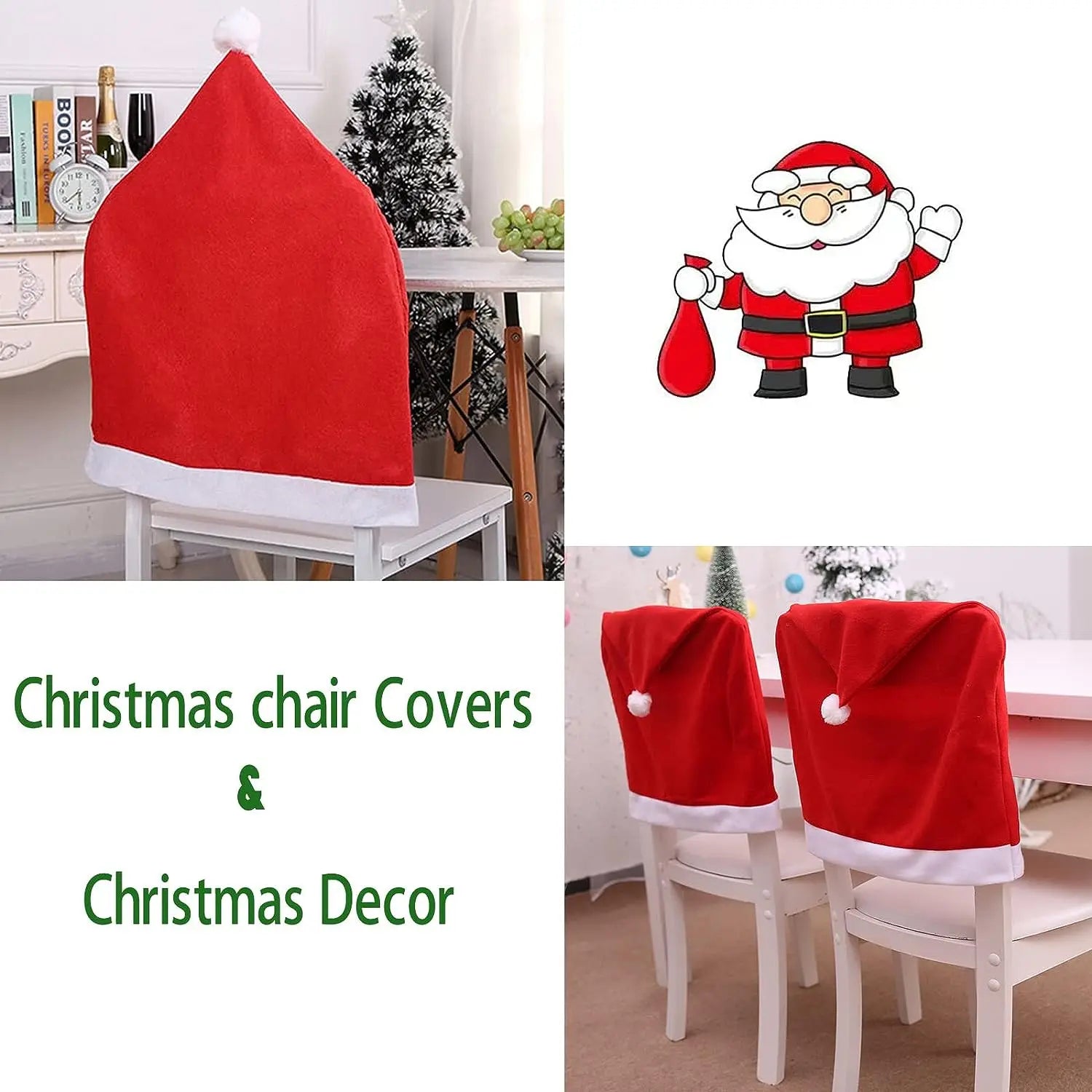 6PCS/Pack Christmas Hat Dining Chair Covers Table Decorations Christmas Decoration Props Christmas Celebration Party Supplies