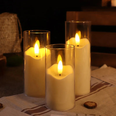 1Pcs Led Electric Candles Lamp Flameless Acrylic Glass Battery Flickering Fake Tealight Candle for Wedding Christmas Decorative 