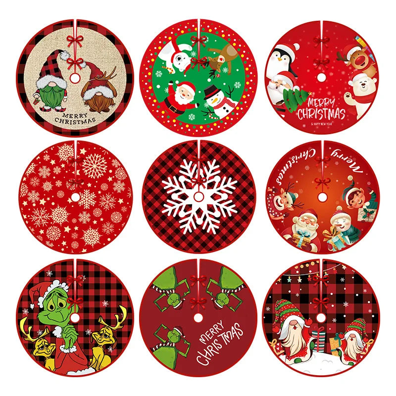 90cm Christmas Tree Skirt Tree Xmas Gift  New Year Party and Holiday Decorations Bright-Colored Tree Mat Base Festive Atmosphere