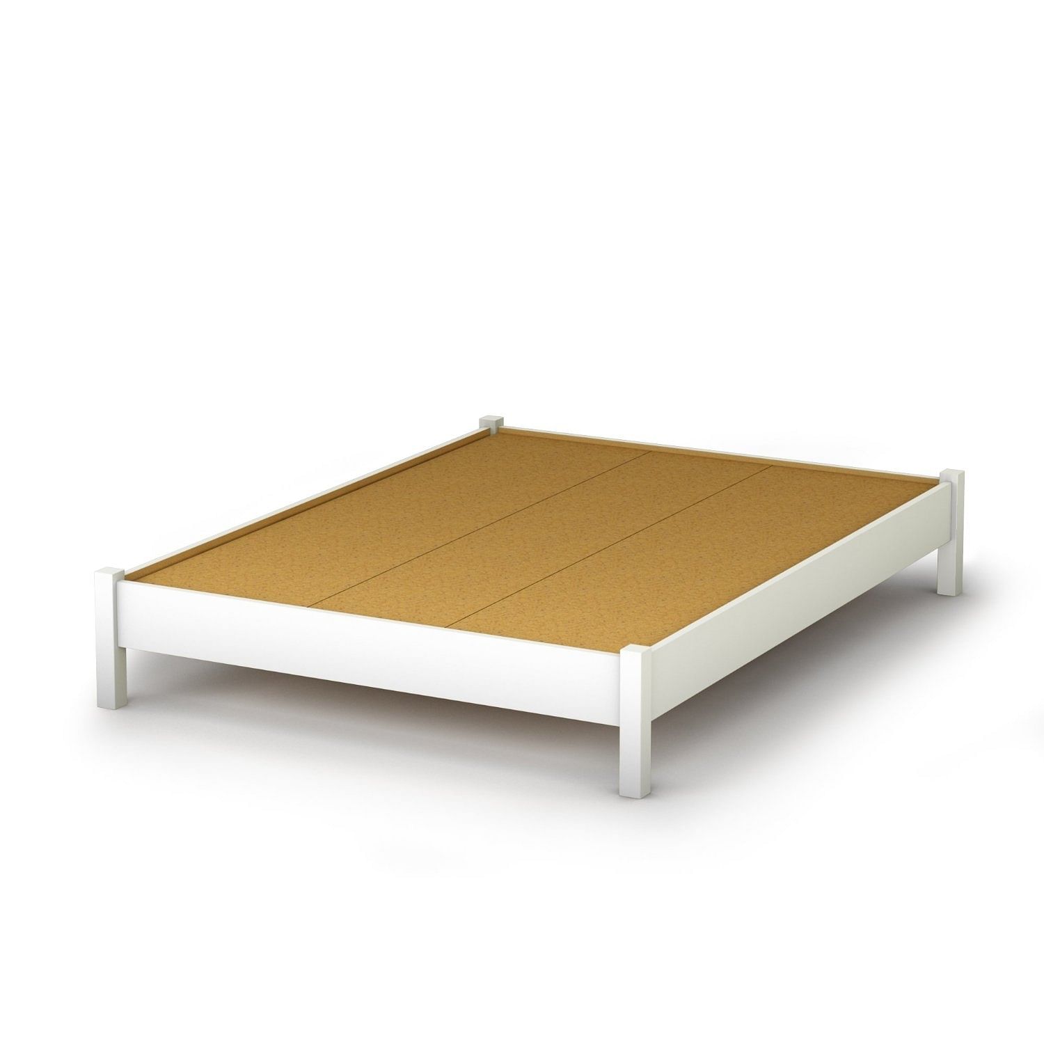 Full size Simple Platform Bed in White Finish - Modern Design - Free Shipping