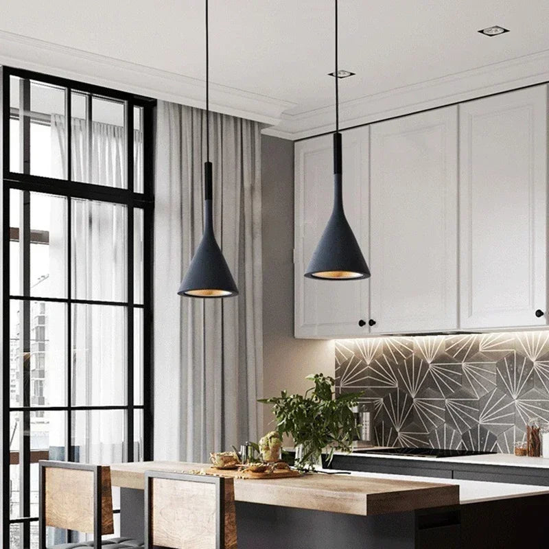 Modern LED Pendant Lights - Black & White E27 Hanging Lamp for Kitchen, Bedroom, Dining Room, and Home Chandelier