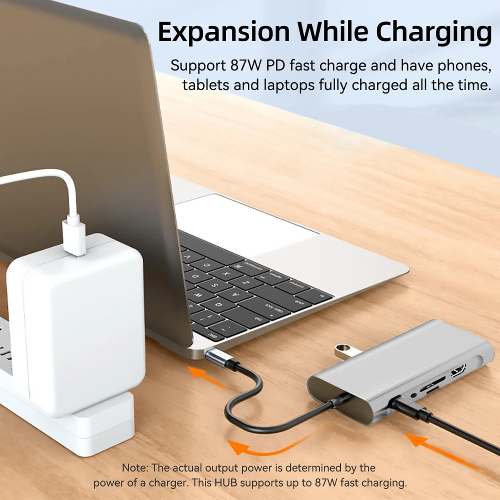 USB C HUB 11-in-1 Type C to HDMI Adapter – 4K 30Hz, USB 3.0, PD 87W Splitter for MacBook Pro Air