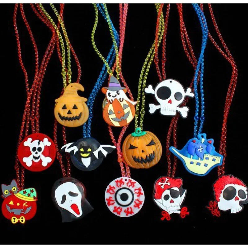 120PCS Halloween Glow Necklace Scary Sparkle props Children Sparkle Necklace Halloween Party decorations Christmas decorations