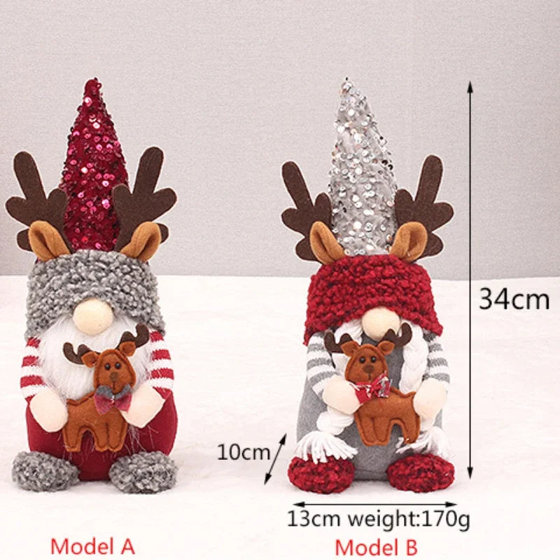 Sequins Faceless Doll   Lighted Rudolph Doll  Christmas light up faceless doll ornament Desktop Christmas Decoration