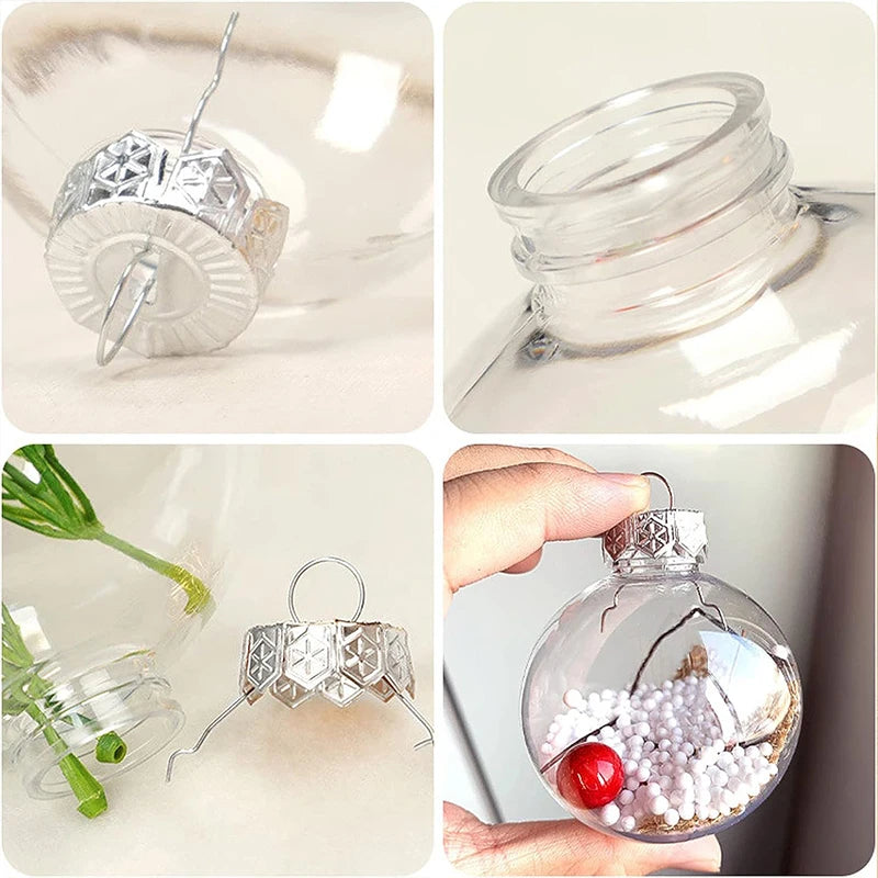 Clear Christmas Ball Plastic Fillable Bauble Xmas Tree Hanging Ornament Pendant Marry Christmas Kids Gift Present Box Decoration