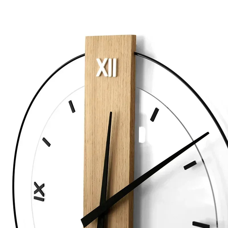 Scandinavian Modern Wood Wall Clock – Simple Design, Mute, Creative Square and Circle Styles, Practical Bedroom and Living Room Decoration 