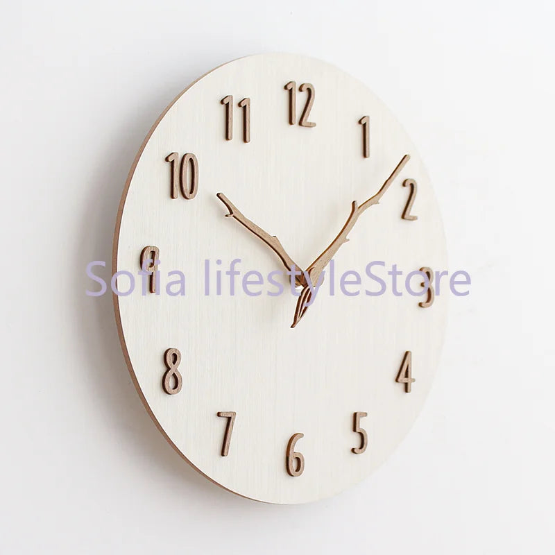 Korean Creative Wall Clock - Modern Wooden Design, Mute Living Room Clock, Simple and Fashionable Wall Watch