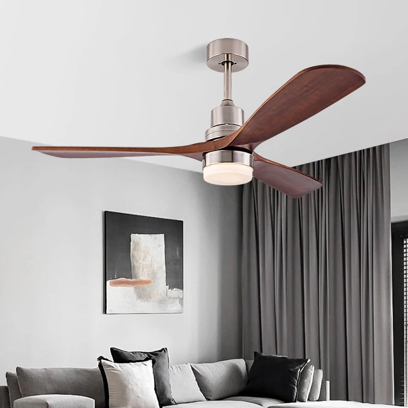 52-Inch Wood Ceiling Fan with 3 Blades – Remote Control, Vintage Style, Indoor Use, with Light 