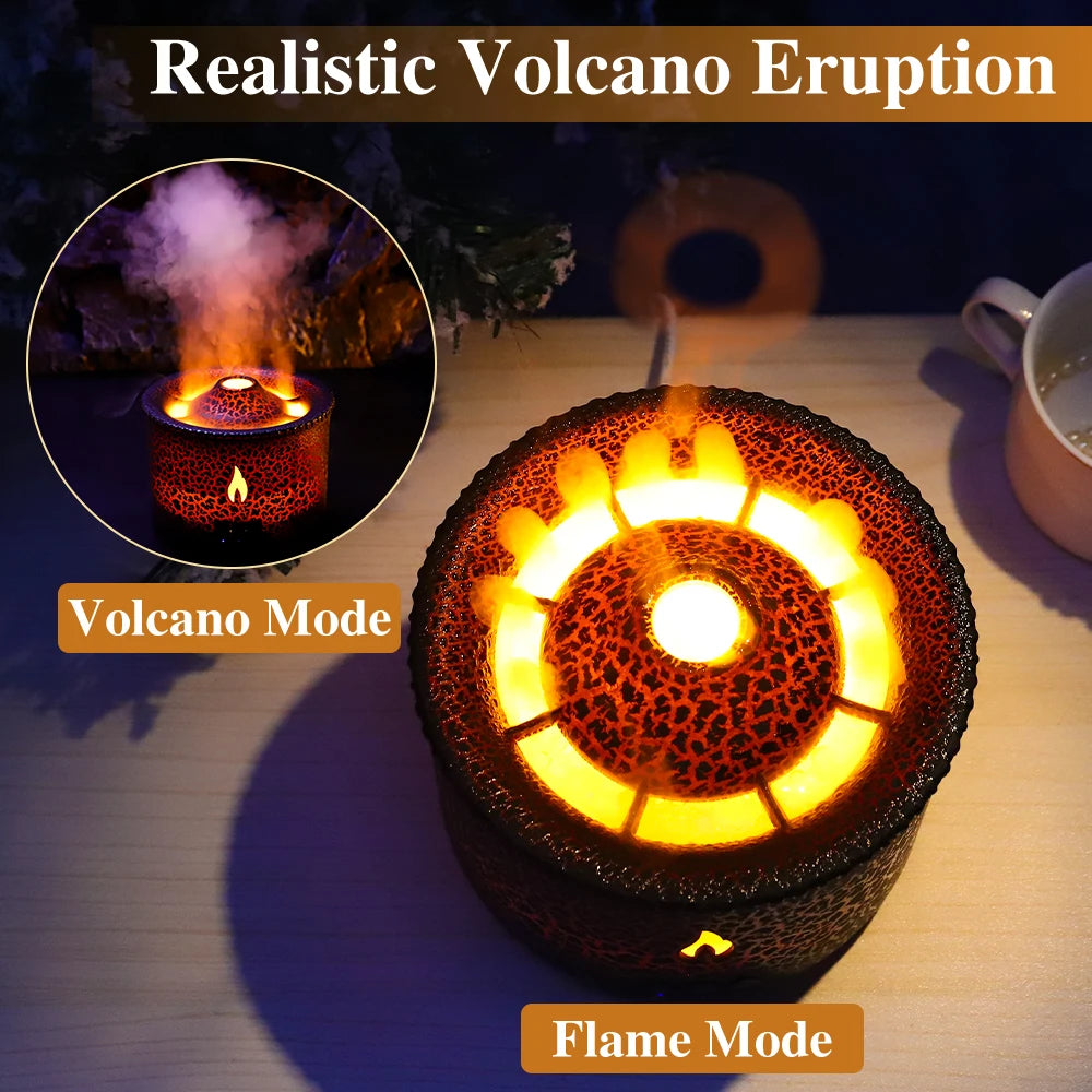 Volcano Fire Flame Air Humidifier & Aroma Diffuser – Essential Oil with Remote Control, Jellyfish Design for Home Fragrance and Mist Making