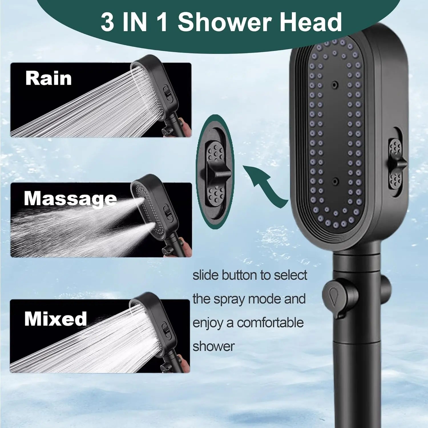 High Pressure Shower Head 3-mode Adjustable Shower Filtered Water-saving Hand Shower Shower Mixer Bathroom Accessories