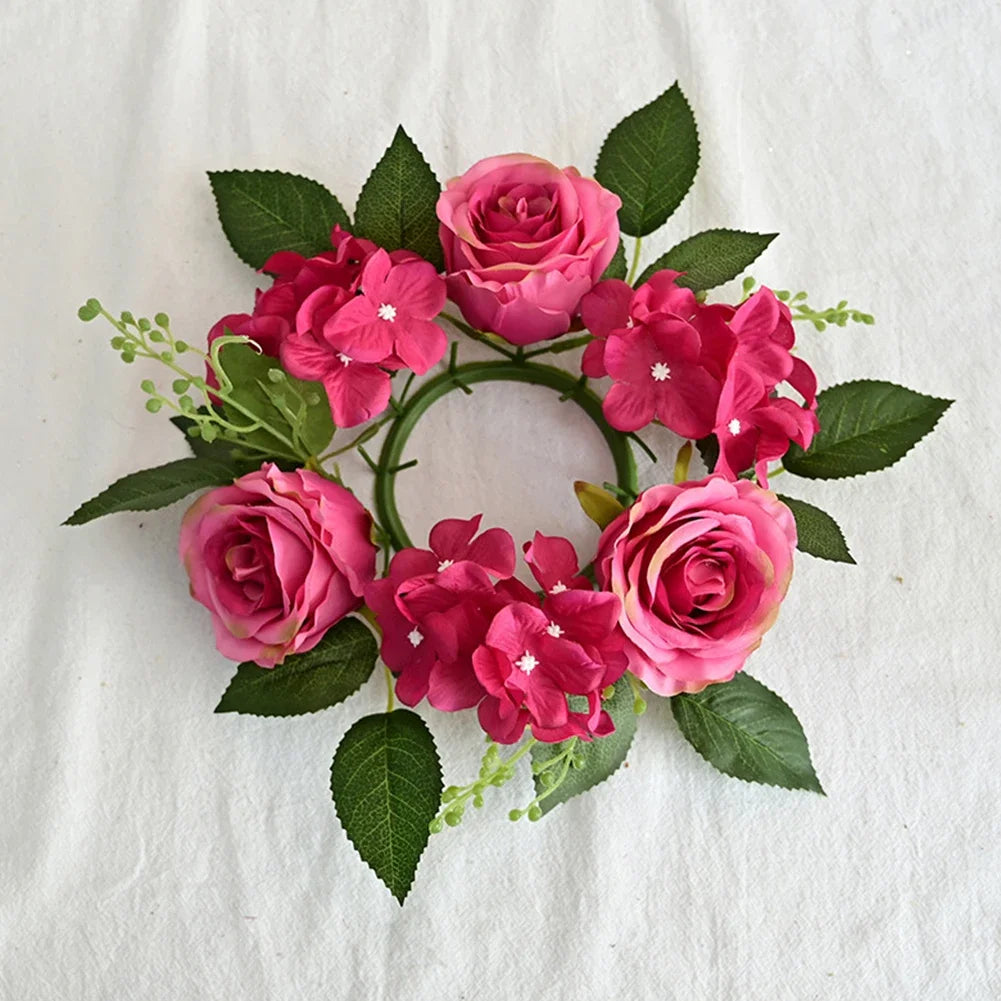 220cm Wedding Christmas Candlestick Wreath Artificial Flower Plants Candle Aromatherapy Ring Holder Table Centerpiece Decoration