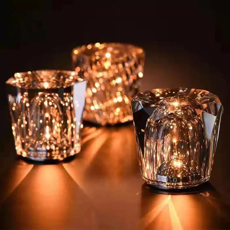 USB Rechargeable Romantic Atmosphere Bedside Night Lamp – Luxury Touch Control Crystal Lamp, Cordless Table Lamp