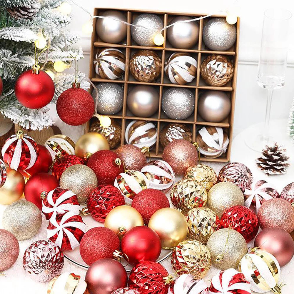 Christmas Decoration Ornament Ball 6/8/10/12cm Xmas Tree Hanging Pendant Gold/Silver/Red PVC Ball Home Party Decor New Year Gift