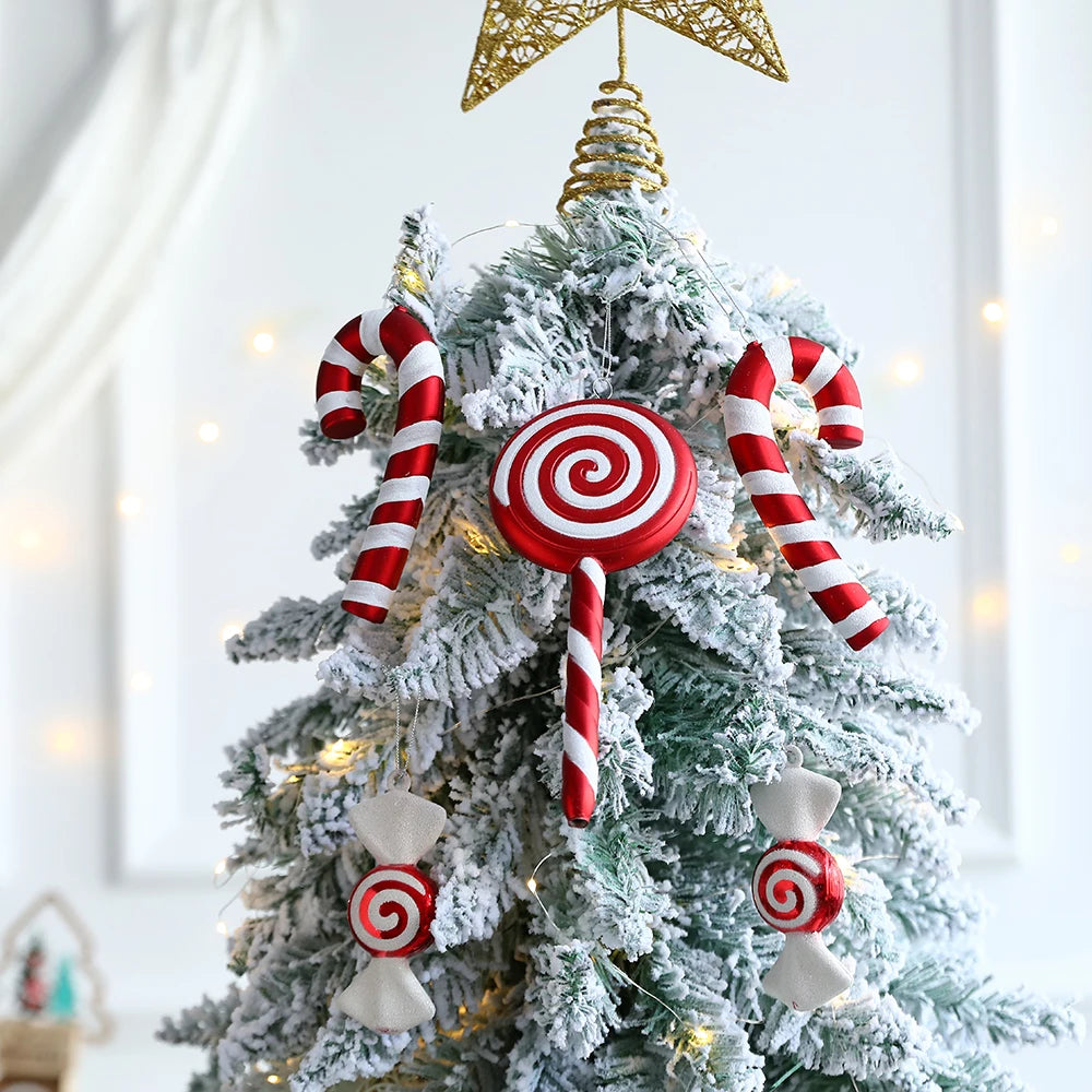 Mix Cute Xmas Candy Canes lollipop Christmas Tree Balls Ornament Hanging Christmas Home Decoration 2023 Navidad natal Noel Decor 