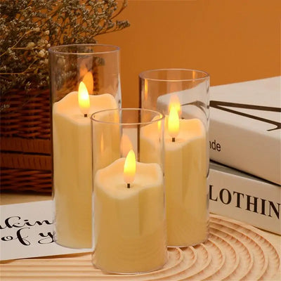 Led Flameless Electric Candles Lamp Acrylic Glass Battery Flickering Fake Tealight Candle Bulk For Wedding Christmas 