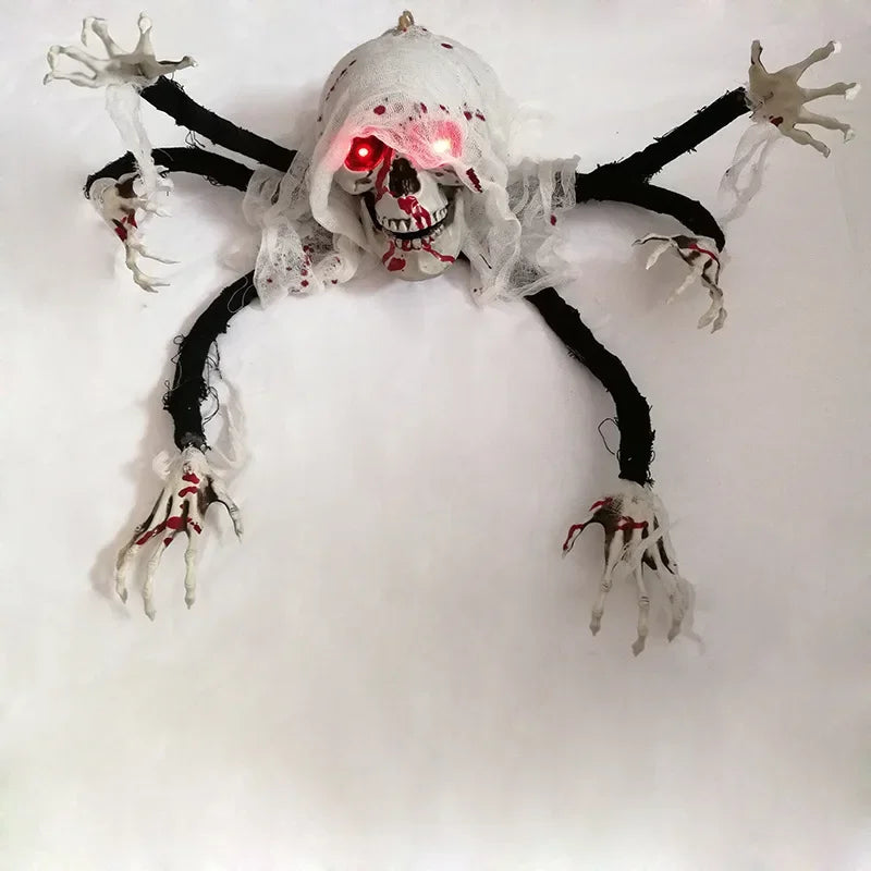 Halloween Scary Props Six Hands Skeleton Sensor Sonic Control Glowing Ghost Welcome Haunted House Bar Setup Halloween Decoration