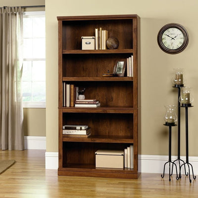 5-Shelf Bookcase in Medium Brown Oak Finish - Free Shipping 