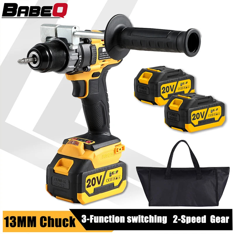 13mm Brushless Electric Impact Drill – 3-in-1 Cordless Screwdriver with 180N.M Torque for Makita 18-21V Batteries