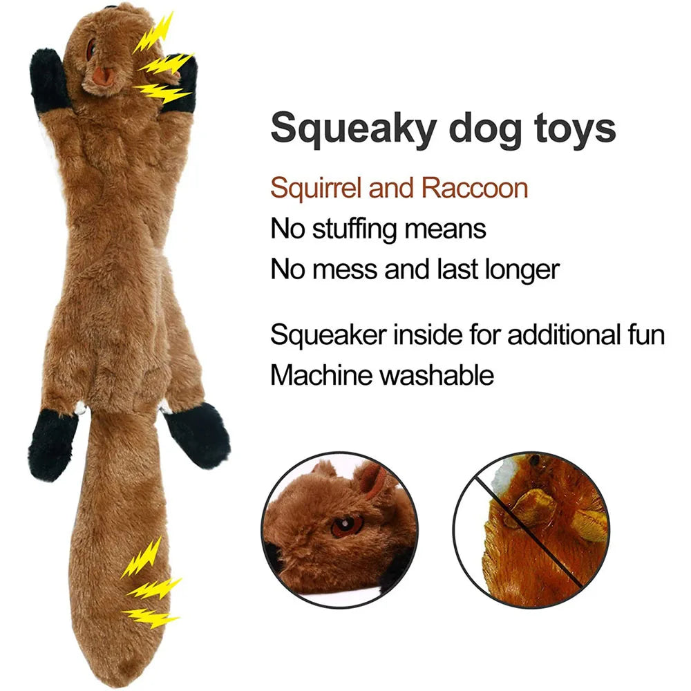 Funny Simulated Animal No Stuffing Dog Toy with Squeakers Durable Stuffingless Plush Squeaky Dog Chew Toy Crinkle Pet Squeak Toy 