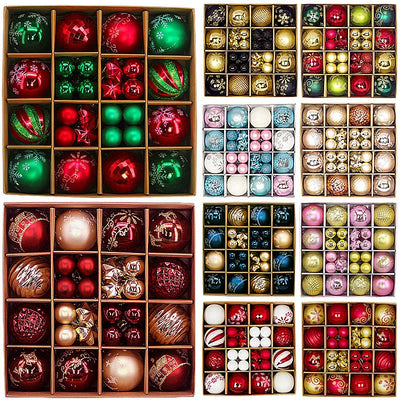 44pcs Christmas Ball Ornaments Painted Irregular 3-6cm Electroplated Plastic Ball Christmas Tree Decoration 