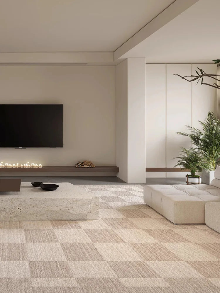 Retro Living Room Large Area Decorative Carpets Plaid Minimalist Bedroom Bedside Carpet Comfortable Soft Cloakroom Balcony Rugs 