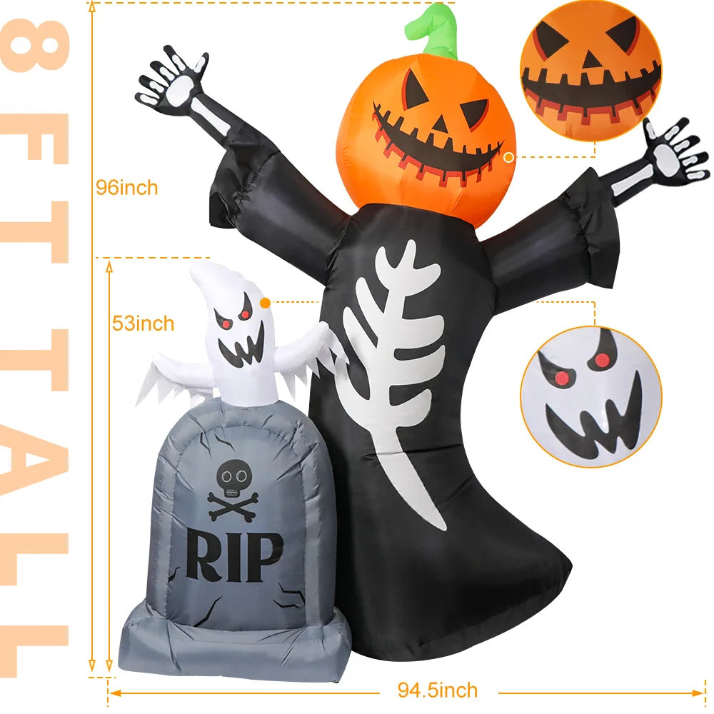 Halloween Inflatable Pumpkin Skeleton Tombstone Ghost Outdoor Haunted House Yard Scary Prop Party Holiday Decoration