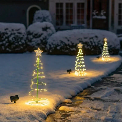 Solar Christmas Tree Light Outdoor Garden Stand Garden LED Ground Lamp String Saterproof IP65 Star Lantern Decorative Light 