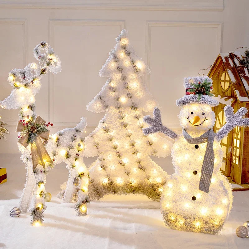 Home Decoration Accessories Christmas 2022 Snowman Fawn Christmas Tree Decoration LED Lights Christmas Ornaments New Year Gift 