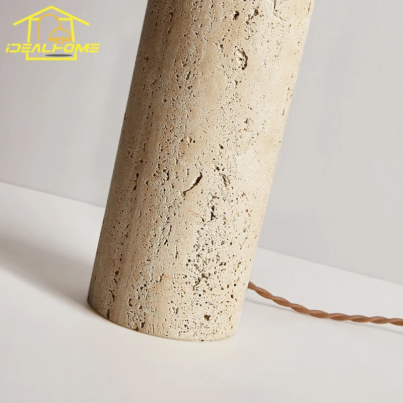 Japanese Wabi-Sabi Cream Wind Yellow Cave Stone Table Lamp - LED E27 Retro Marble Desk Light for Living Room, Study, Bedroom, Kitchen